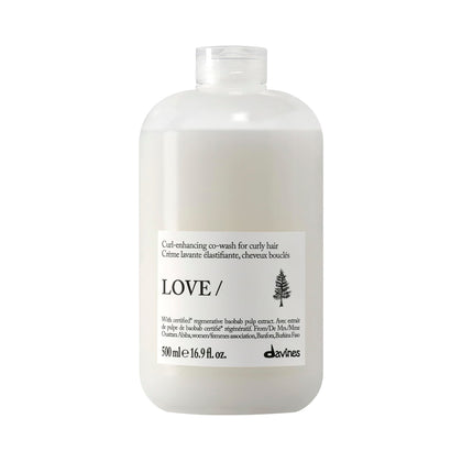 Davines bottle front view showing LOVE CURL/ Co-Wash for hydrated curls