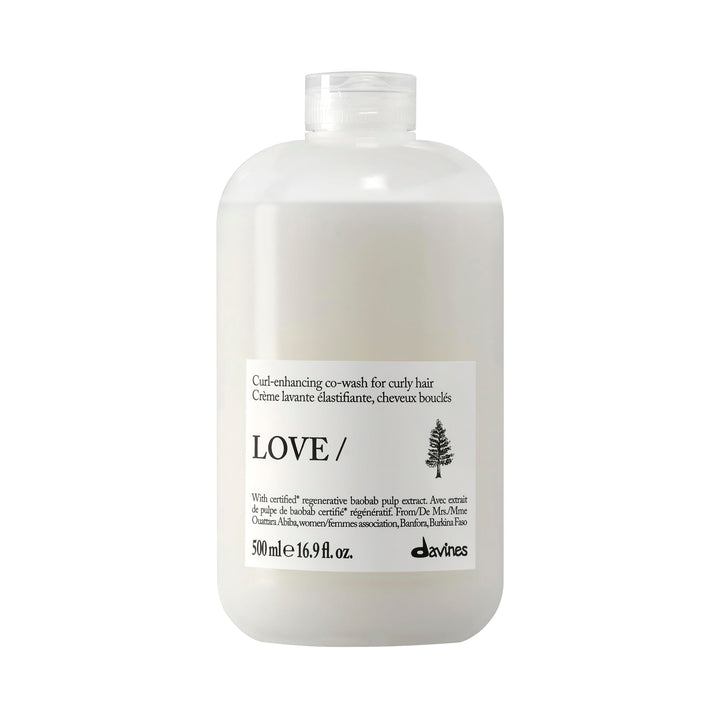 Davines bottle front view showing LOVE CURL/ Co-Wash for hydrated curls