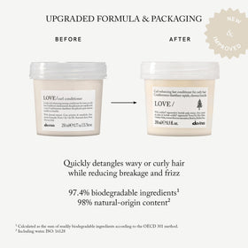 Davines LOVE CURL creamy texture close-up, showing smooth formula that improves slip