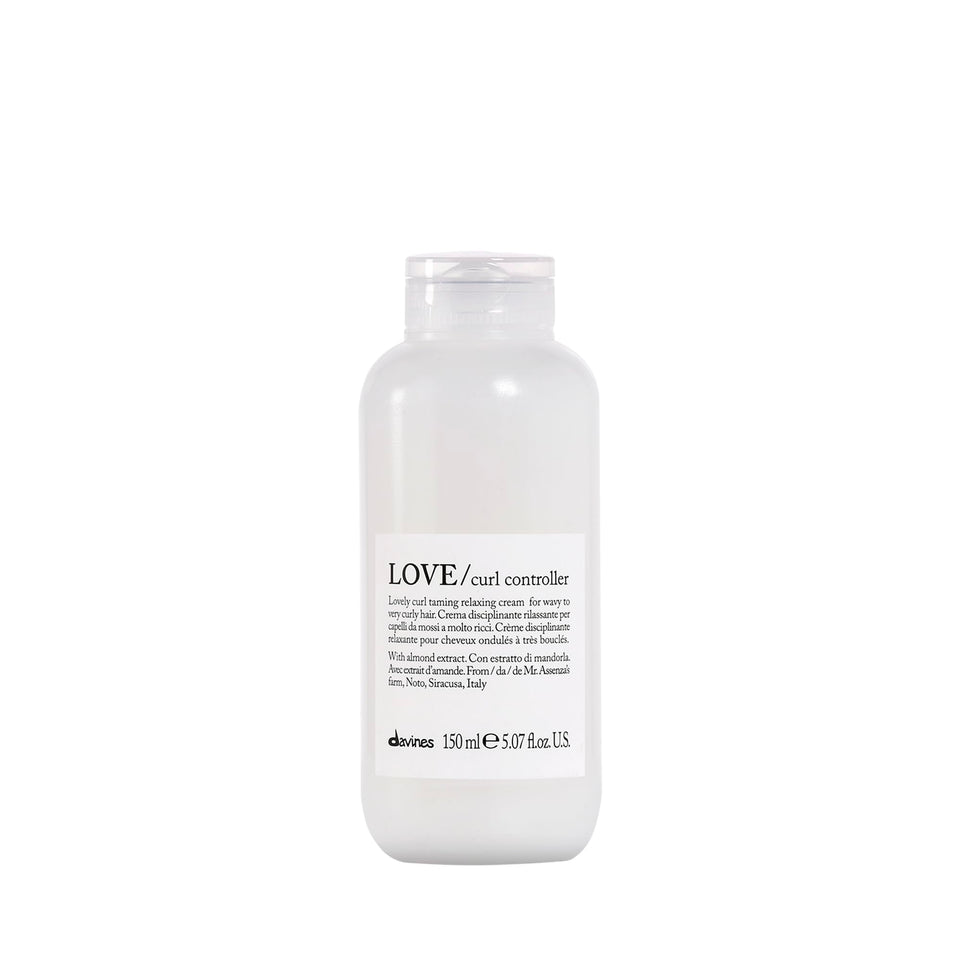 Davines bottle front view showing LOVE Curl Controller and benefits
