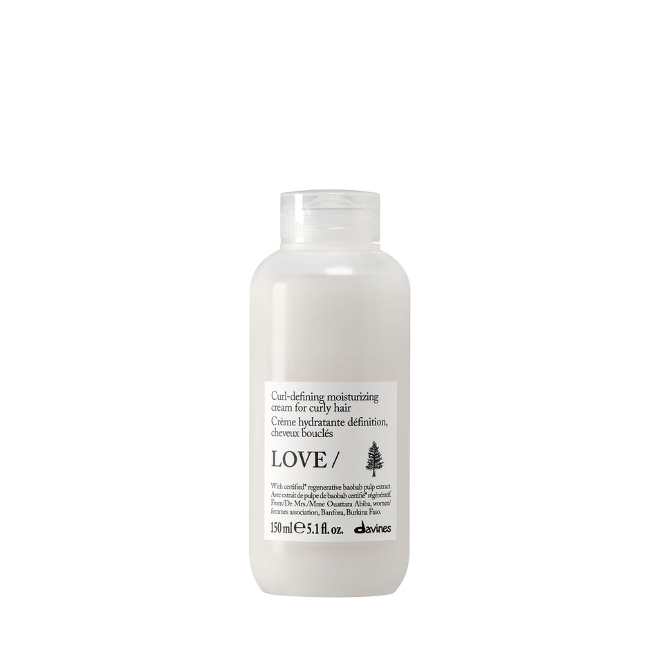 Davines LOVE CURL front packaging shows jar and clear product benefits