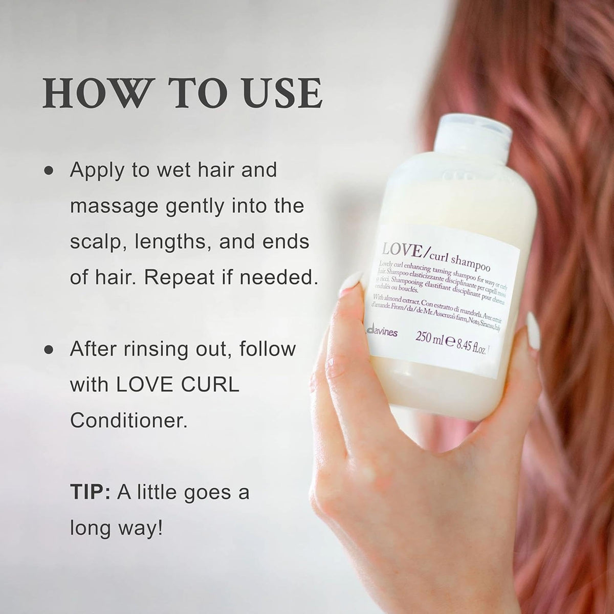 Davines LOVE Curl back label showing ingredients and product clarity benefit