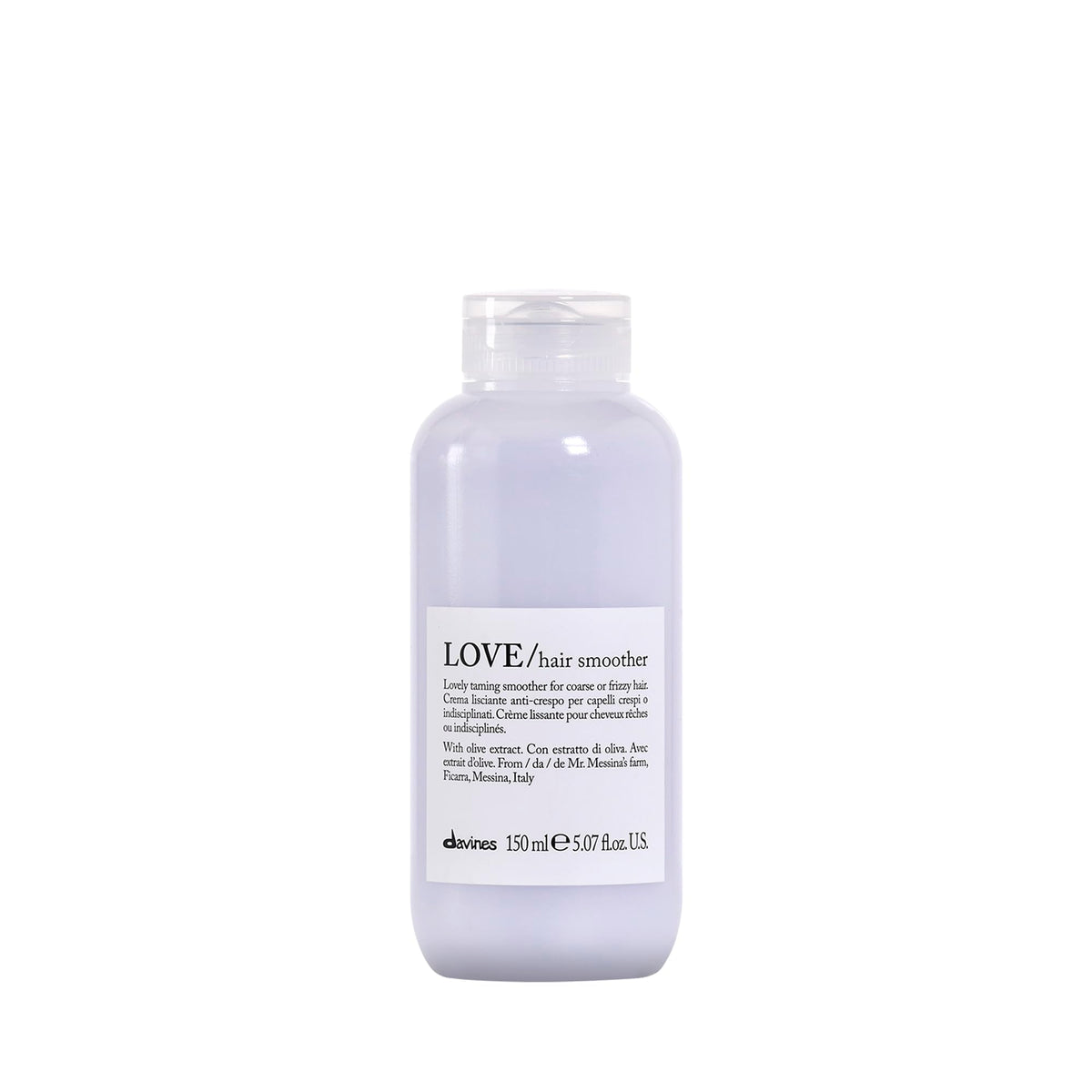 Davines LOVE front packaging showing bottle and brand, communicates quality and sustainability