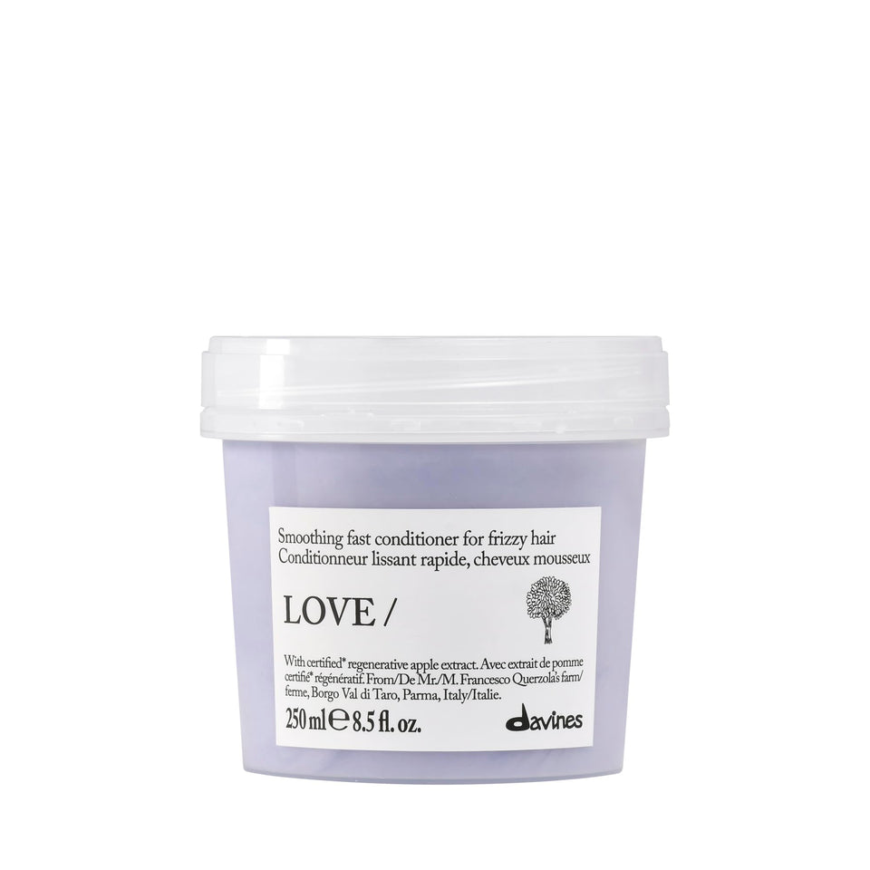 Davines front bottle of LOVE SMOOTHING conditioner showing label and size