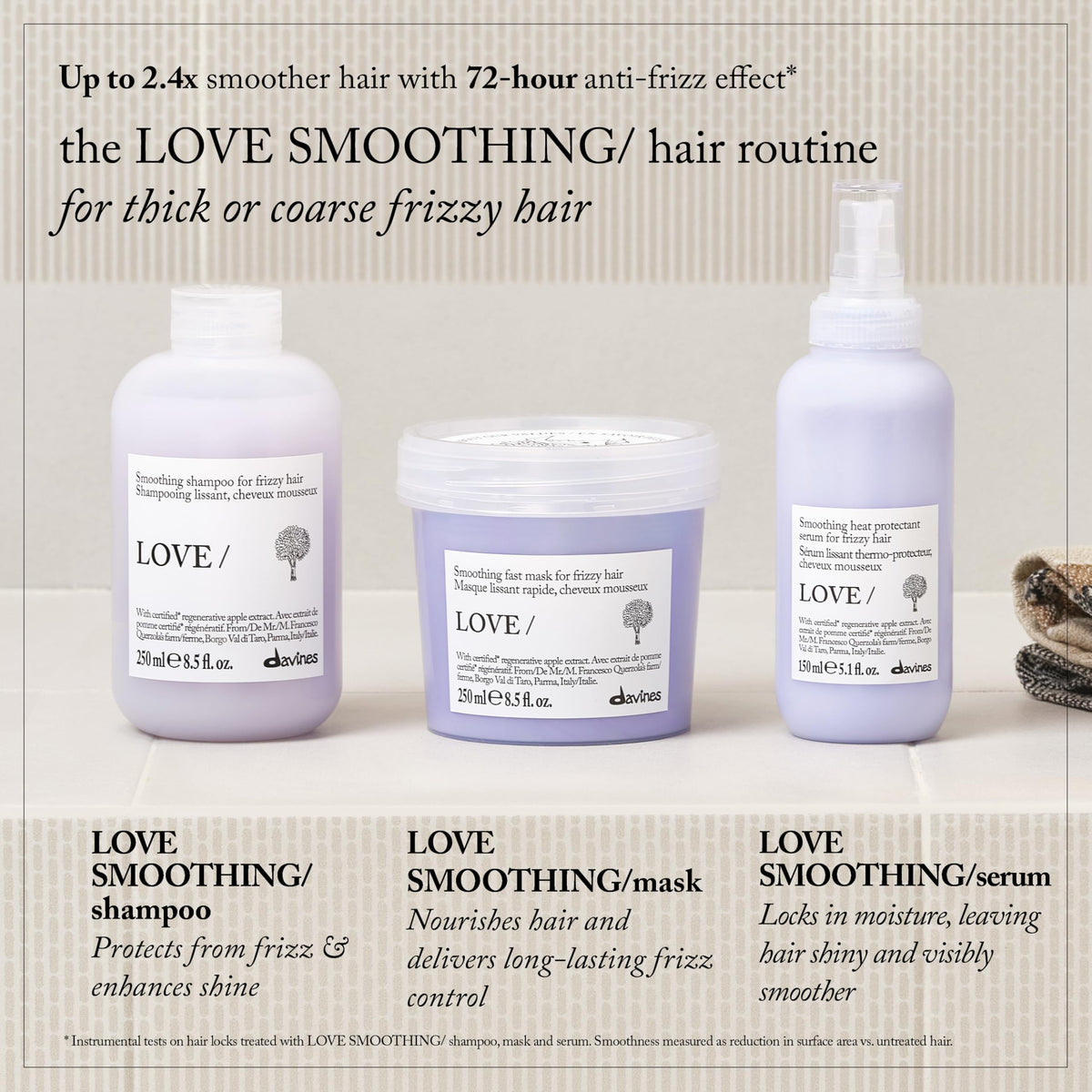 Davines lifestyle image in bathroom promoting easy daily styling benefit