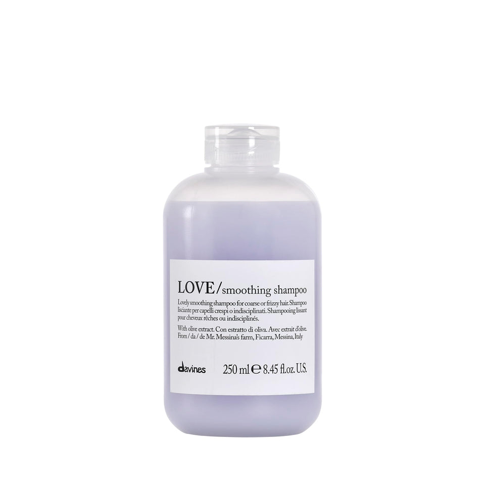 Davines LOVE smoothing shampoo front packaging showing size and brand benefits
