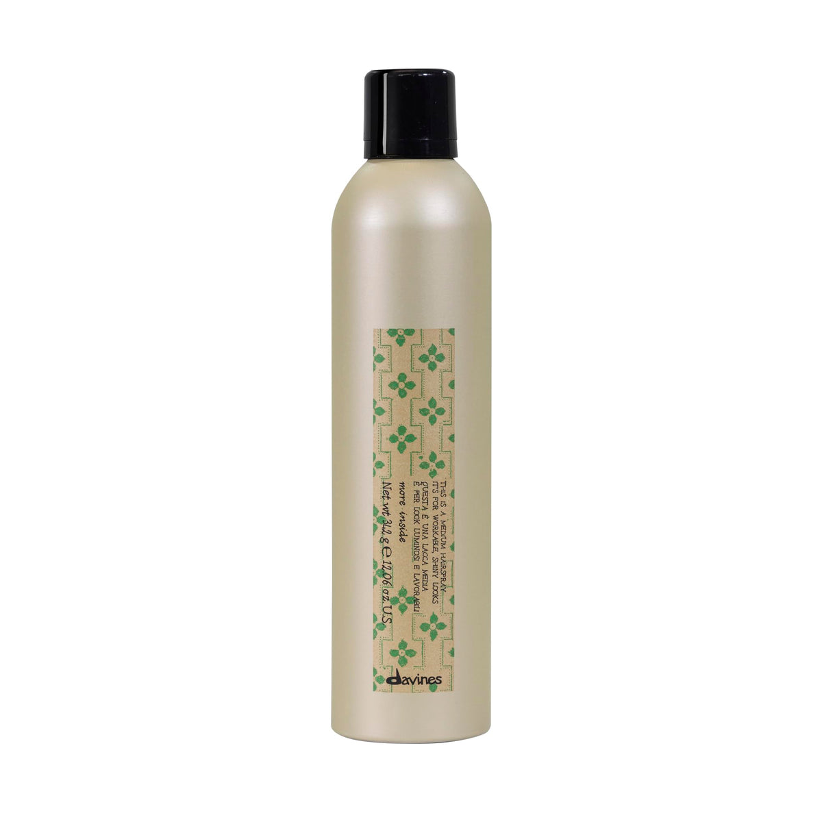 Davines front packaging showing bottle and branding with clear product benefit