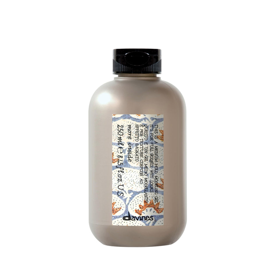 Davines medium hold gel front bottle shows product and brand, conveys dependable styling