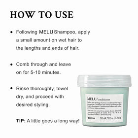 Davines MELU applied in hand demonstrating easy control and targeted end nourishment