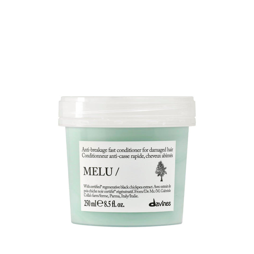 Davines MELU conditioner bottle front view showing product for reduced breakage