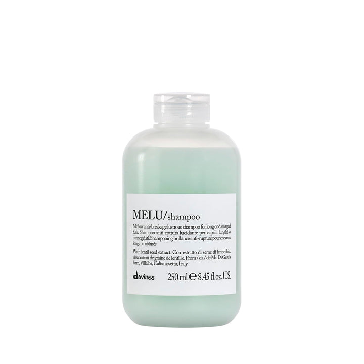 Davines MELU front packaging showing bottle and branding for authentic product