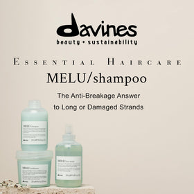 Davines MELU label close-up highlighting ingredient list for informed shoppers