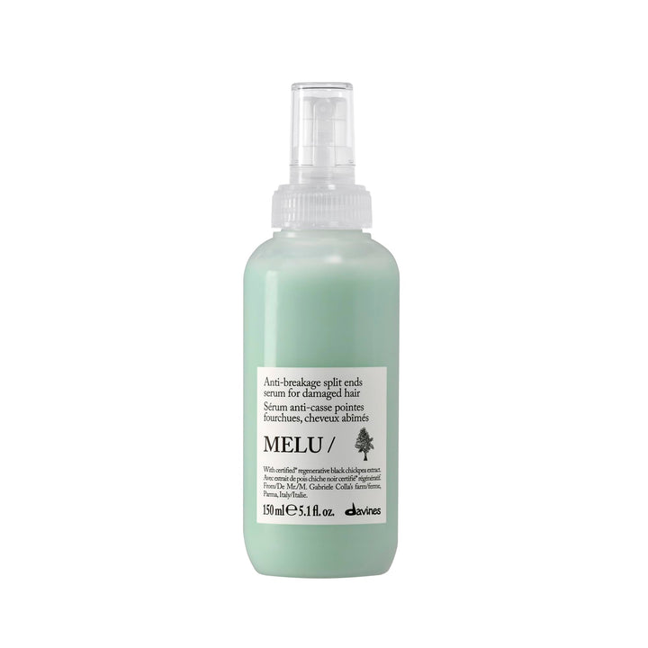 Davines MELU/Serum front bottle showing sleek packaging and product benefit