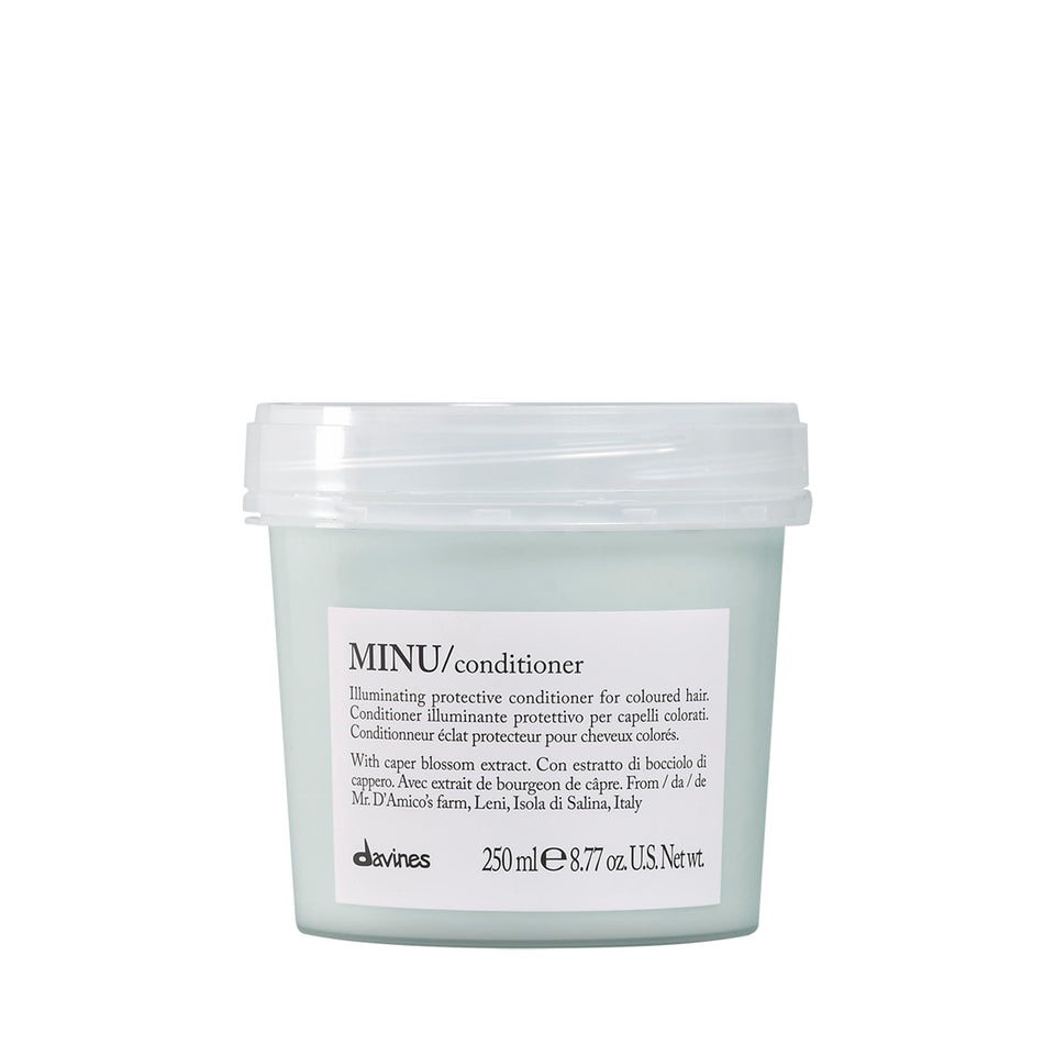 Davines MINU front packaging showing bottle and product name for color protection