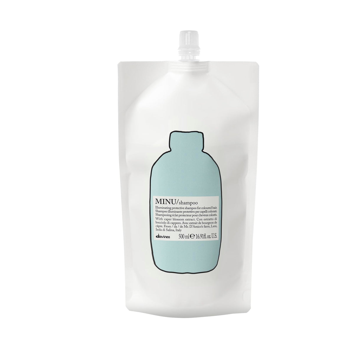 Davines MINU front packaging showing product clarity and brightness benefit