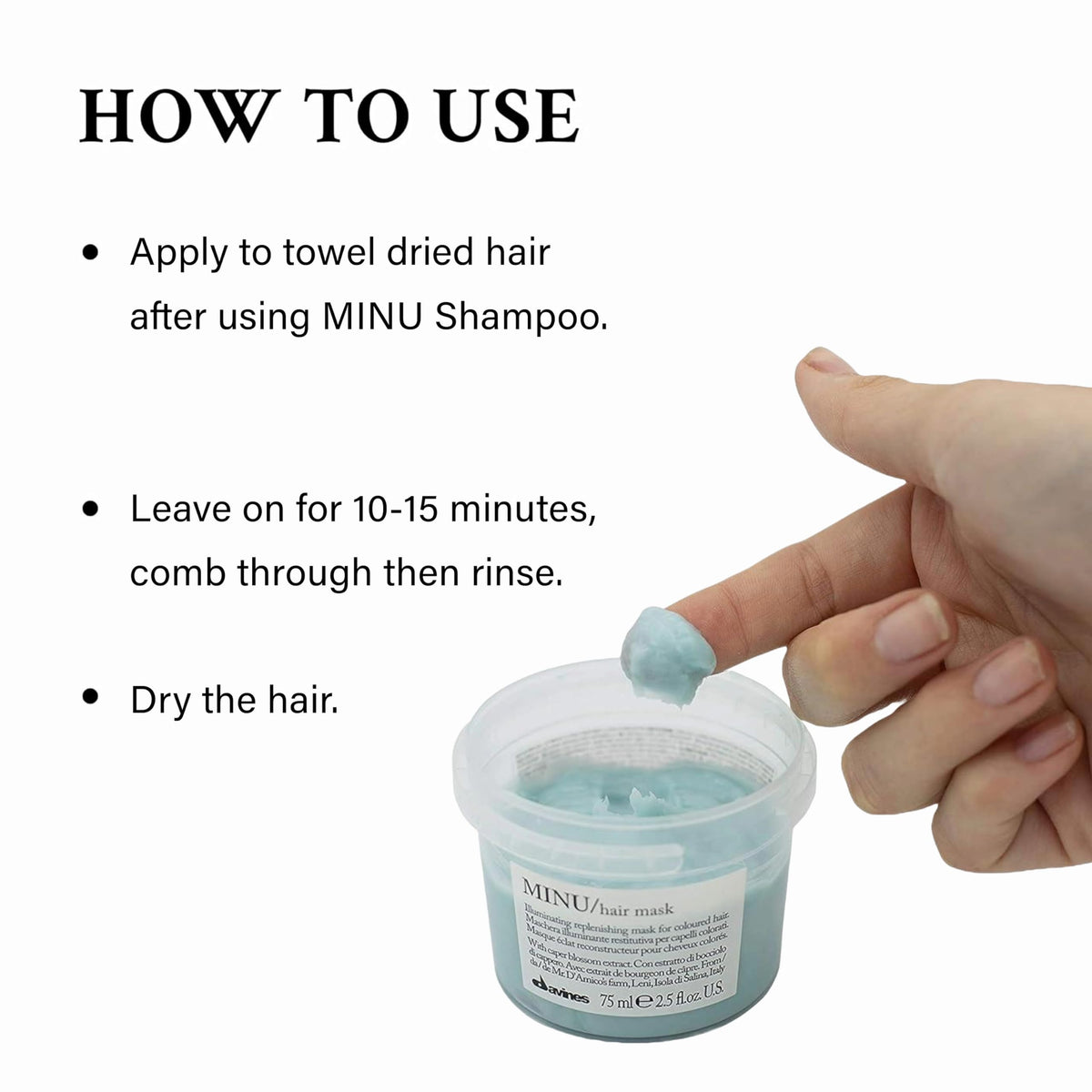 Davines MINU jar open revealing creamy mask for deep conditioning benefits