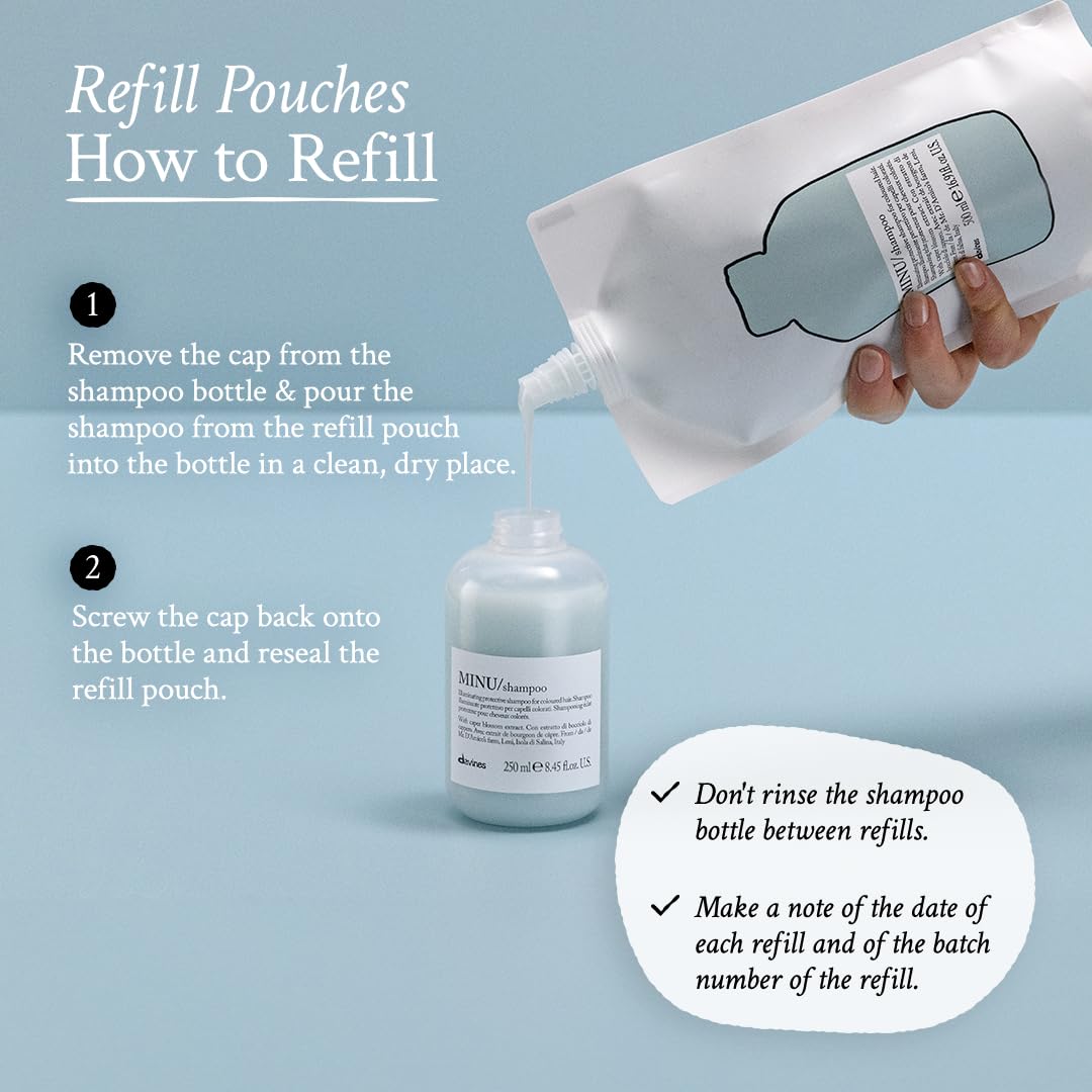 Davines MINU pump and label detail highlighting ingredient transparency benefit