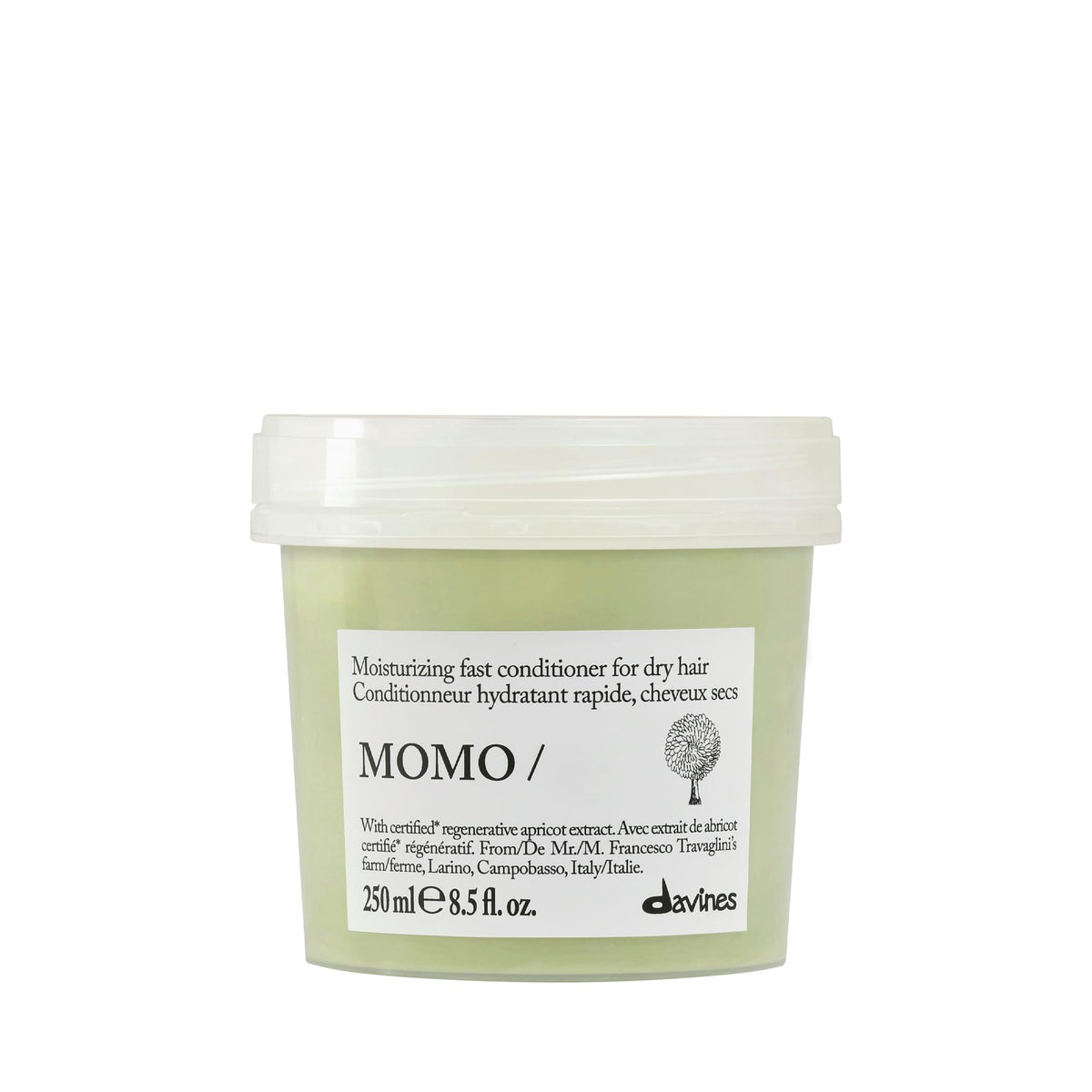 Davines MOMO conditioner front bottle showing packaging and lightweight hydration benefit