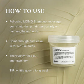 Davines MOMO Conditioner creamy texture close-up showing smooth spreadability