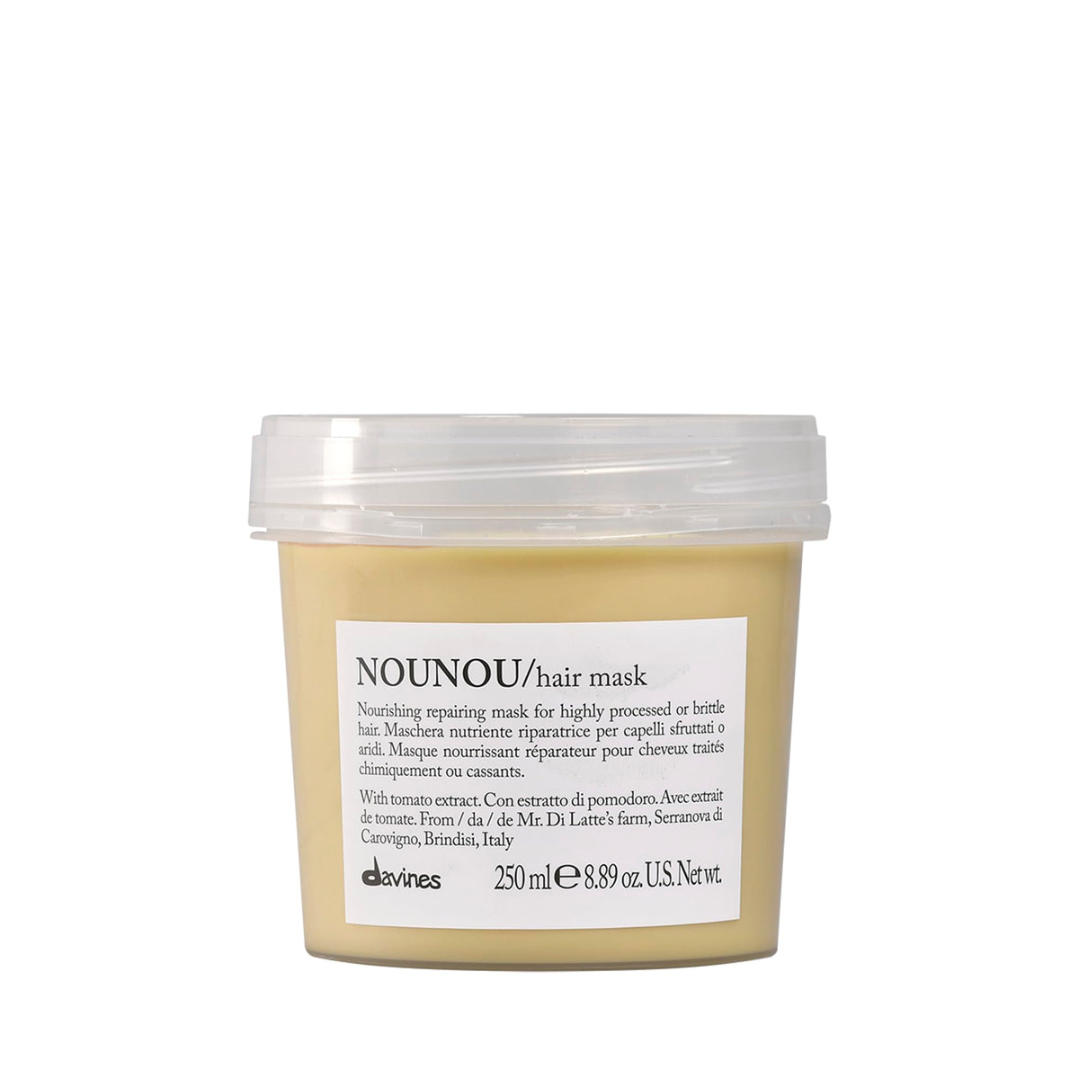 Davines NOUNOU front packaging showing clean label and product volume benefit