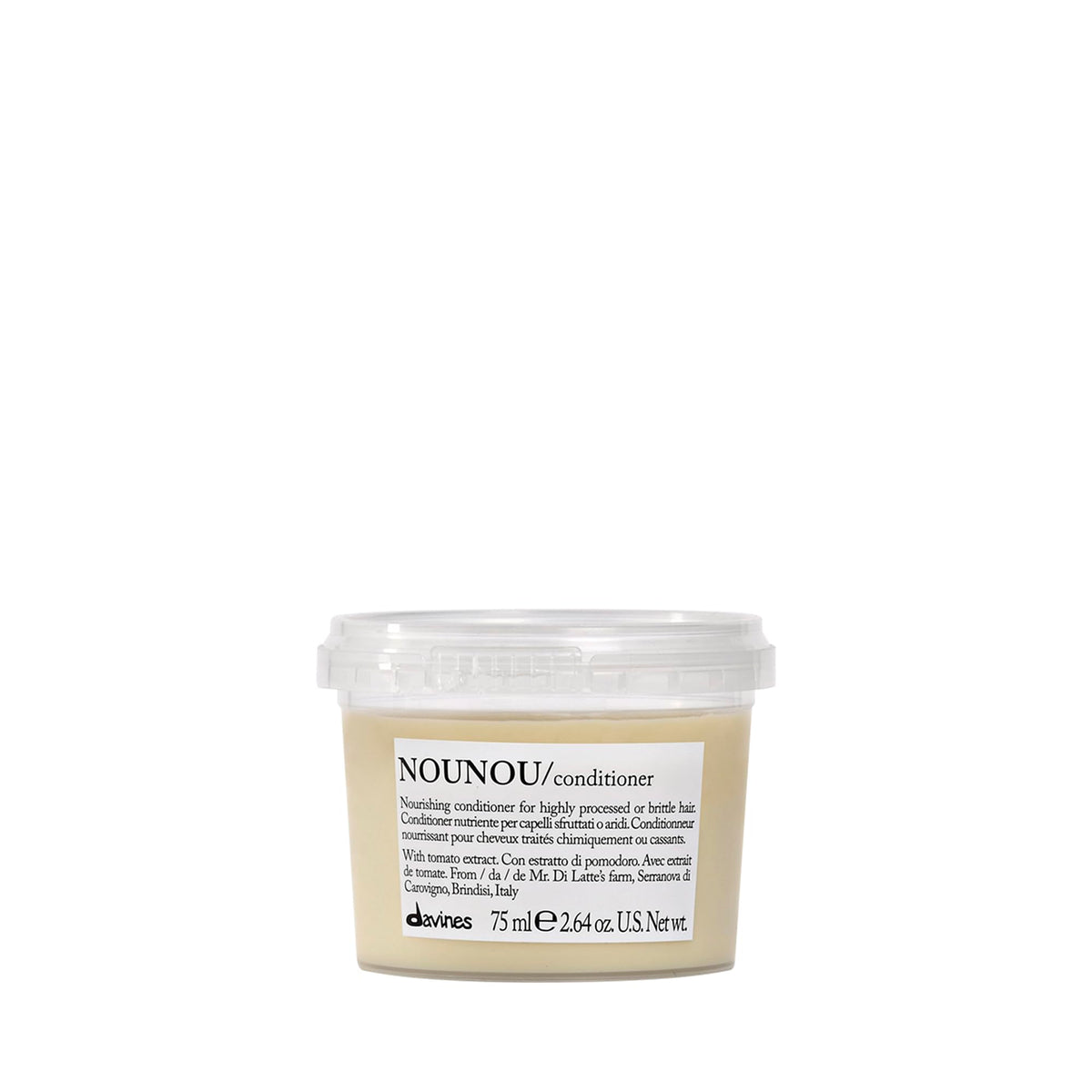 Davines NOUNOU front packaging showing product and travel size benefit