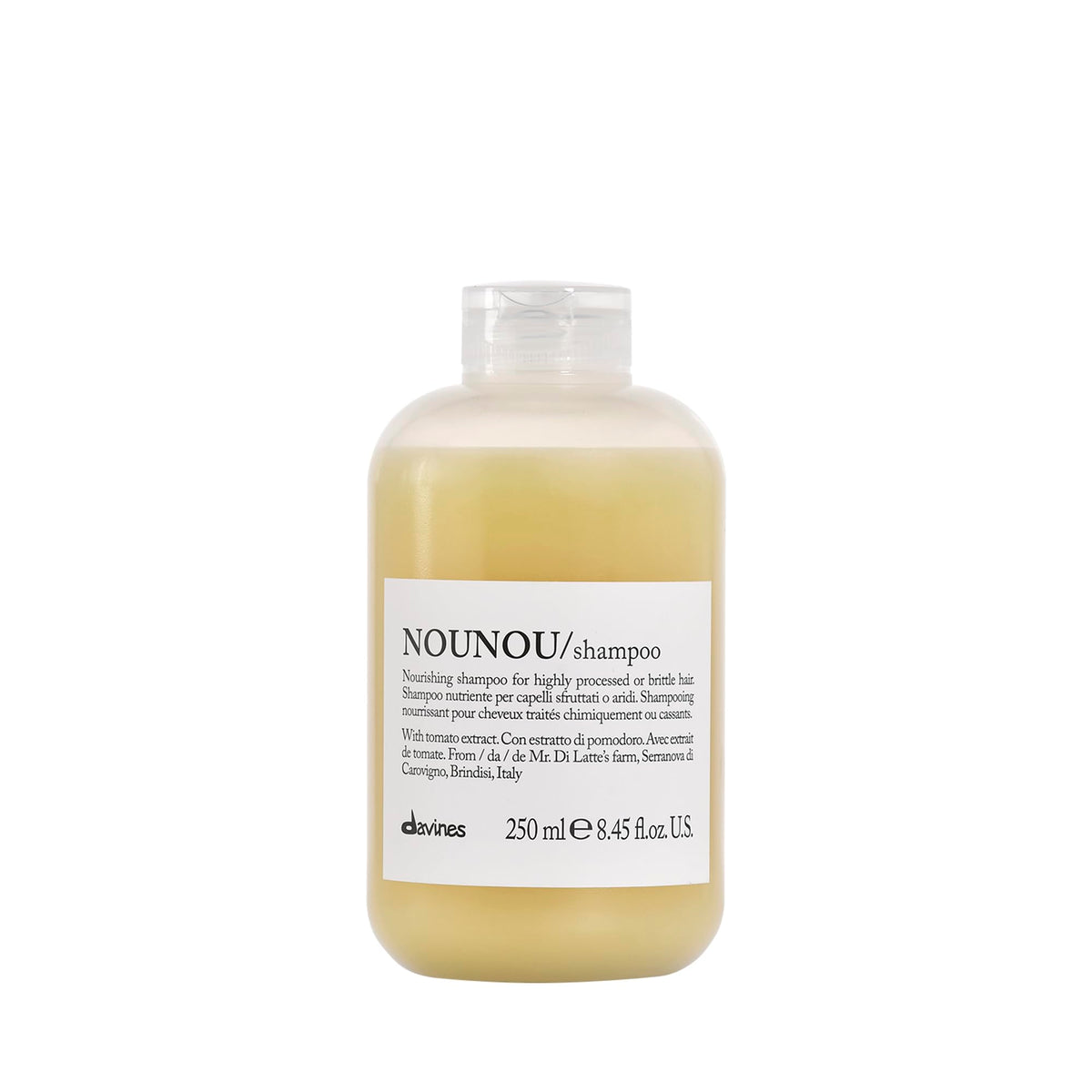 Davines front packaging showing bottle and label, clarifies product identity and benefit