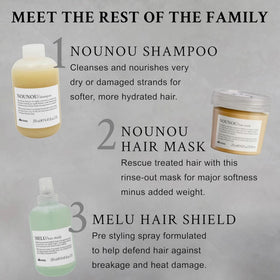 Davines NOUNOU scalp and strand close-up illustrating soothed, hydrated hair