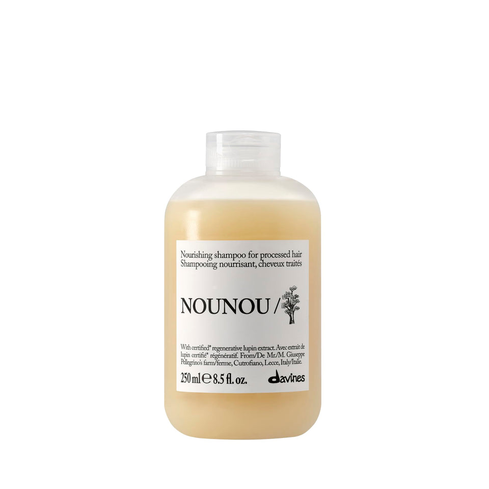 Davines NOUNOU shampoo front bottle showing product and benefits