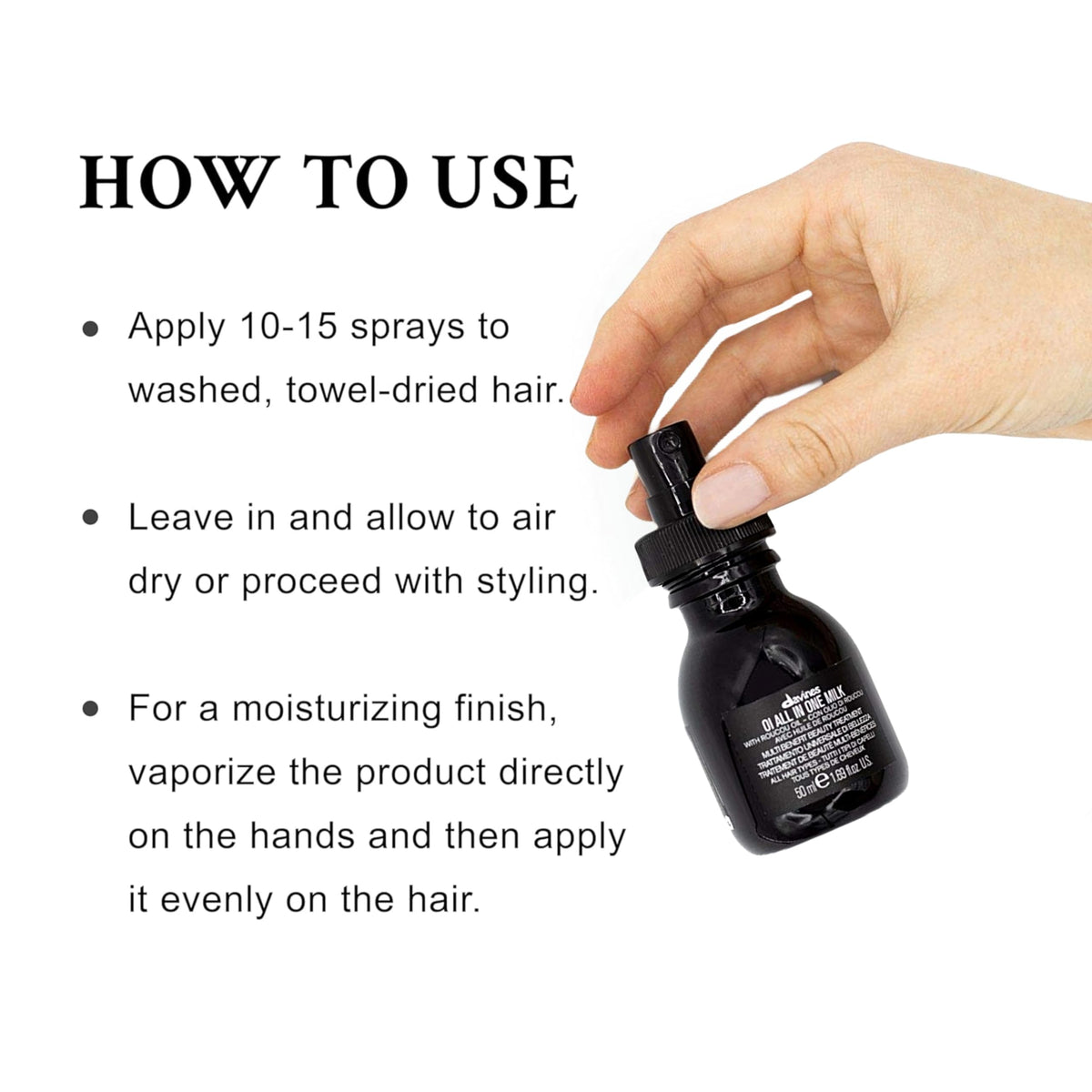Davines OI product label and ingredients showing formula transparency and quality