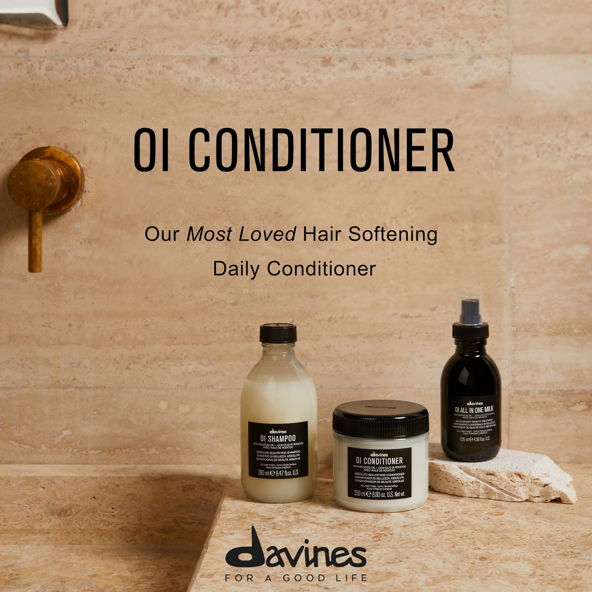 Davines OI Conditioner creamy texture close-up highlighting rich hydrating formula