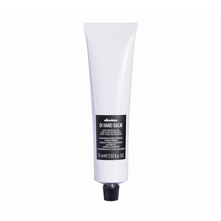 Davines OI Hand Balm front tube showing product branding and quick hydration benefit