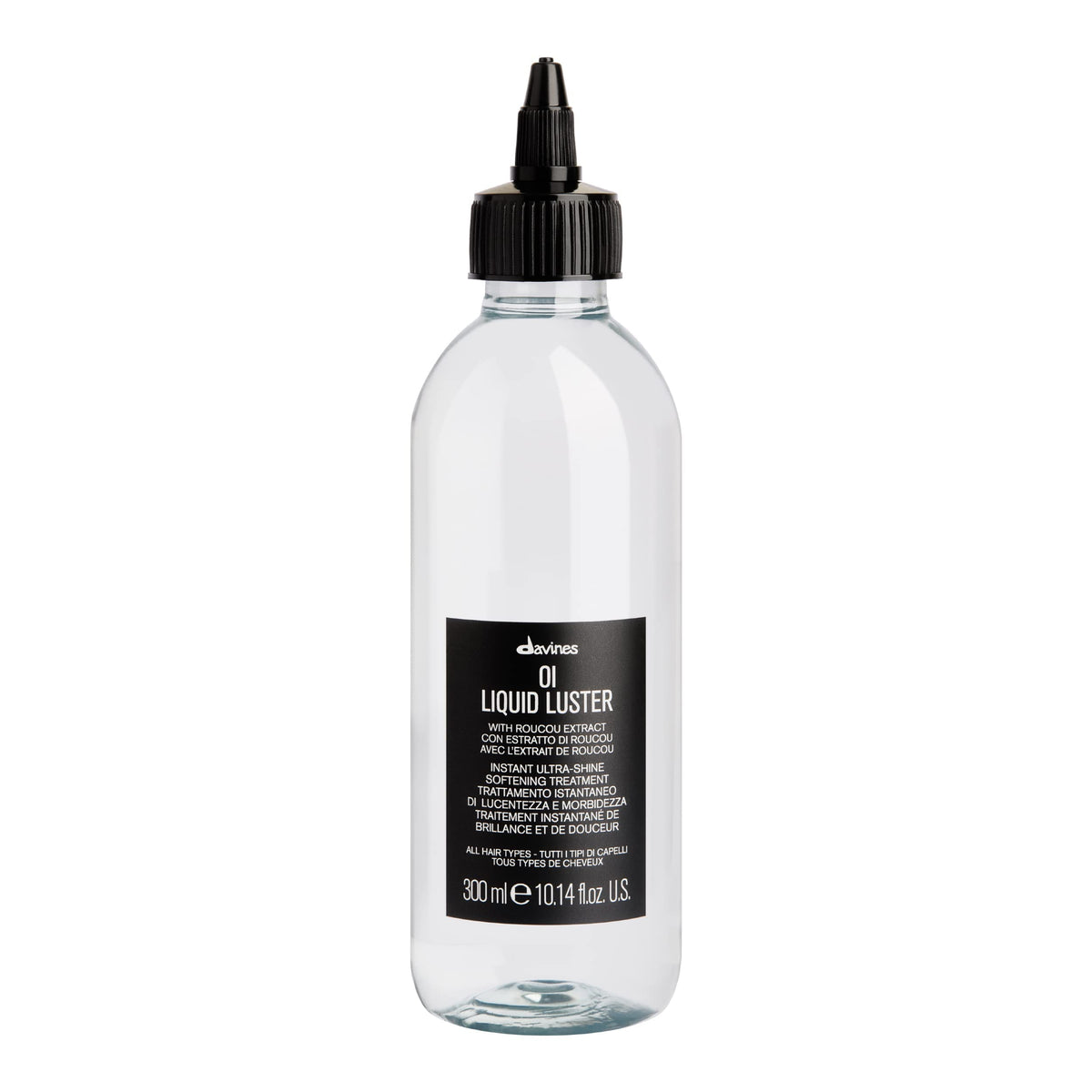 Davines OI Liquid Luster front bottle showing sleek packaging and brand quality