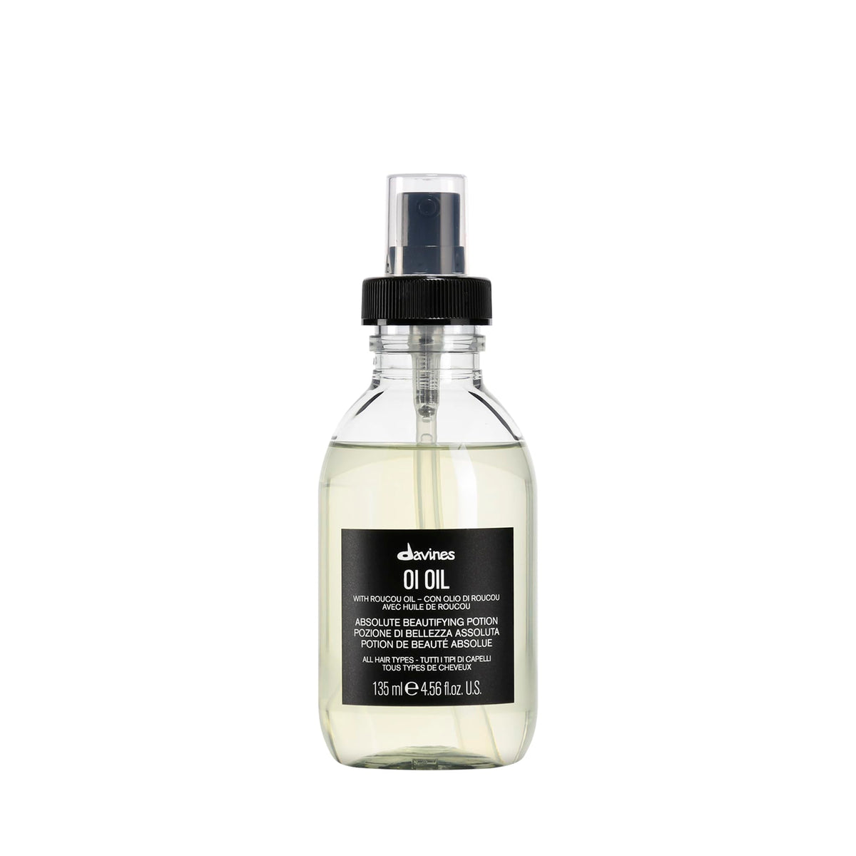 Davines OI Oil front bottle showing size and sleek design for easy identification