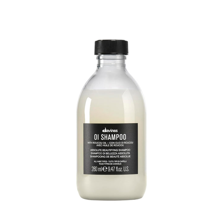 Davines OI shampoo front bottle showing elegant design and everyday use benefit