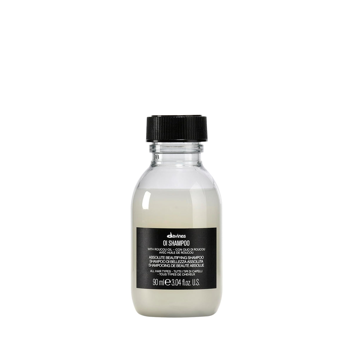 Davines OI shampoo front label showing product name and size for clear identification