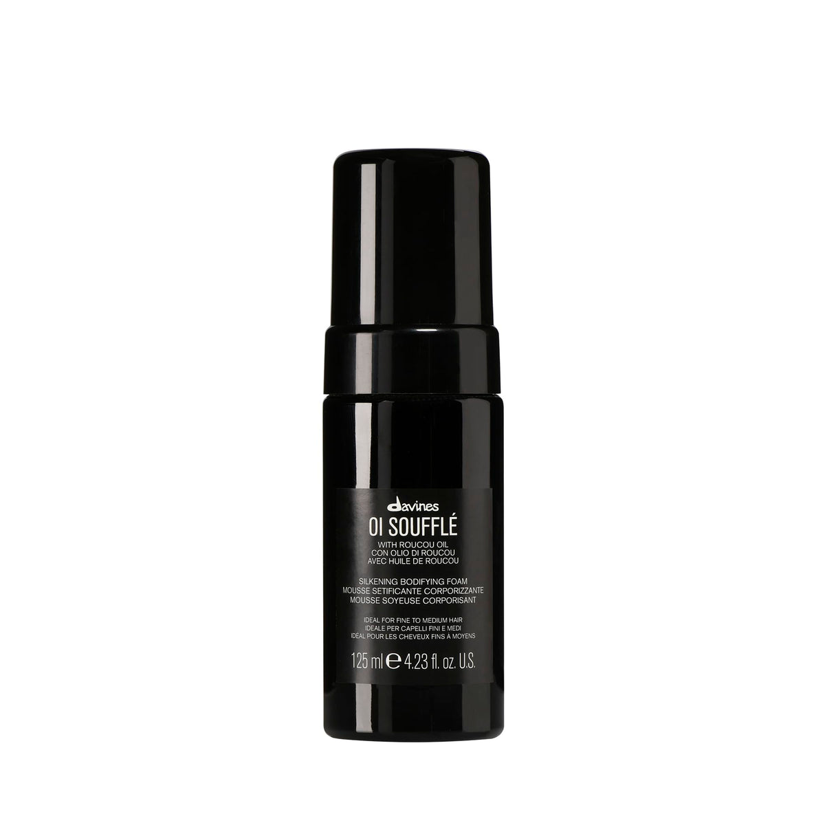 Davines OI Soufflé front bottle showing sleek pack and benefit of lightweight volume