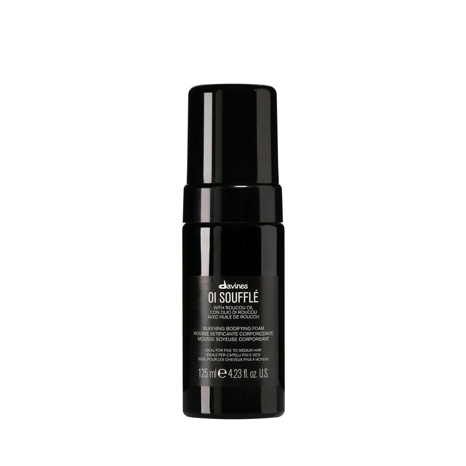 Davines OI Soufflé front bottle showing sleek pack and benefit of lightweight volume