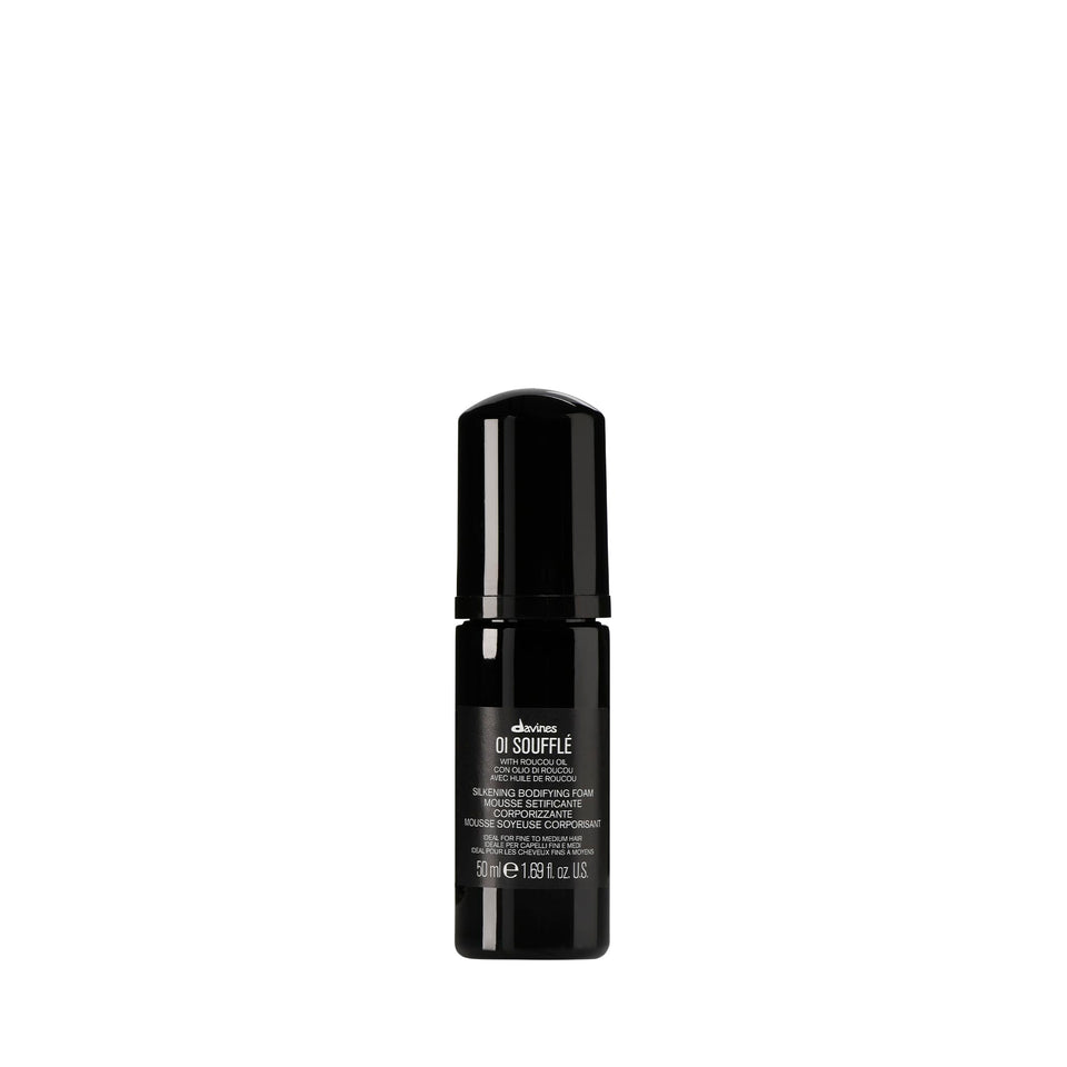 Davines OI Soufflé front bottle showing compact travel size and sleek design