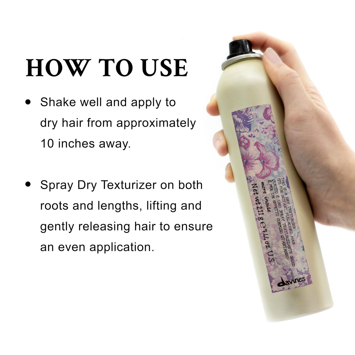 Davines bottle held in hand to show true size for portability