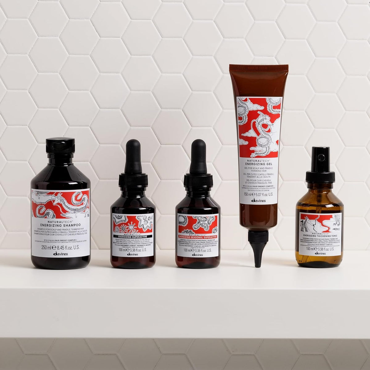 Davines bottle with botanicals showing natural ingredient benefit