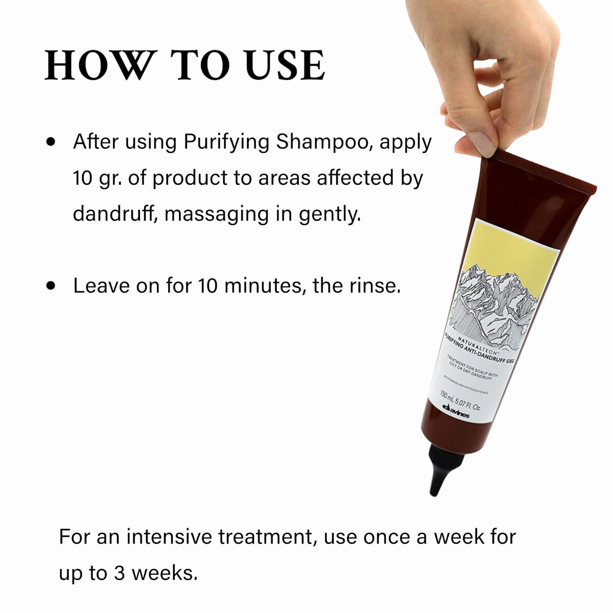 Davines purifying gel applied to scalp showing targeted scalp-care benefit