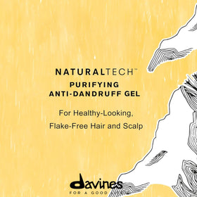 Davines purifying gel tube close-up highlighting easy-dispense applicator benefit