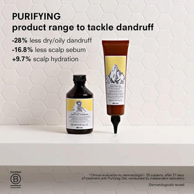Davines bottle held in hand to show size and 8.45 fl oz scale