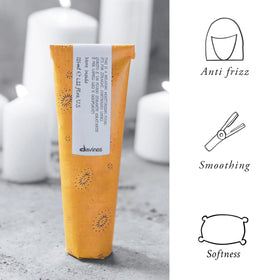 Davines applied to damp hair before styling to reduce frizz and improve manageability