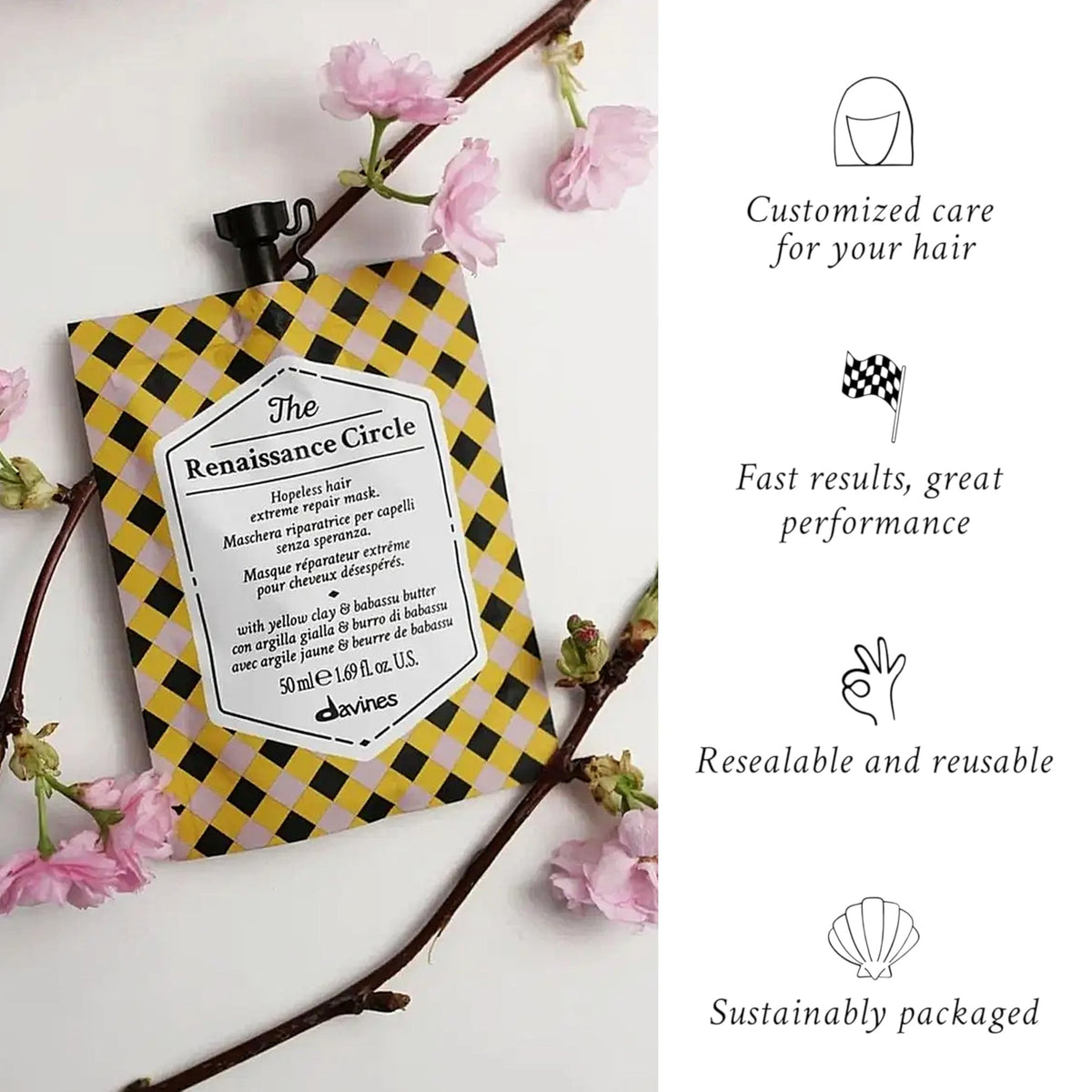 Davines yellow clay ingredient image highlighting structural support