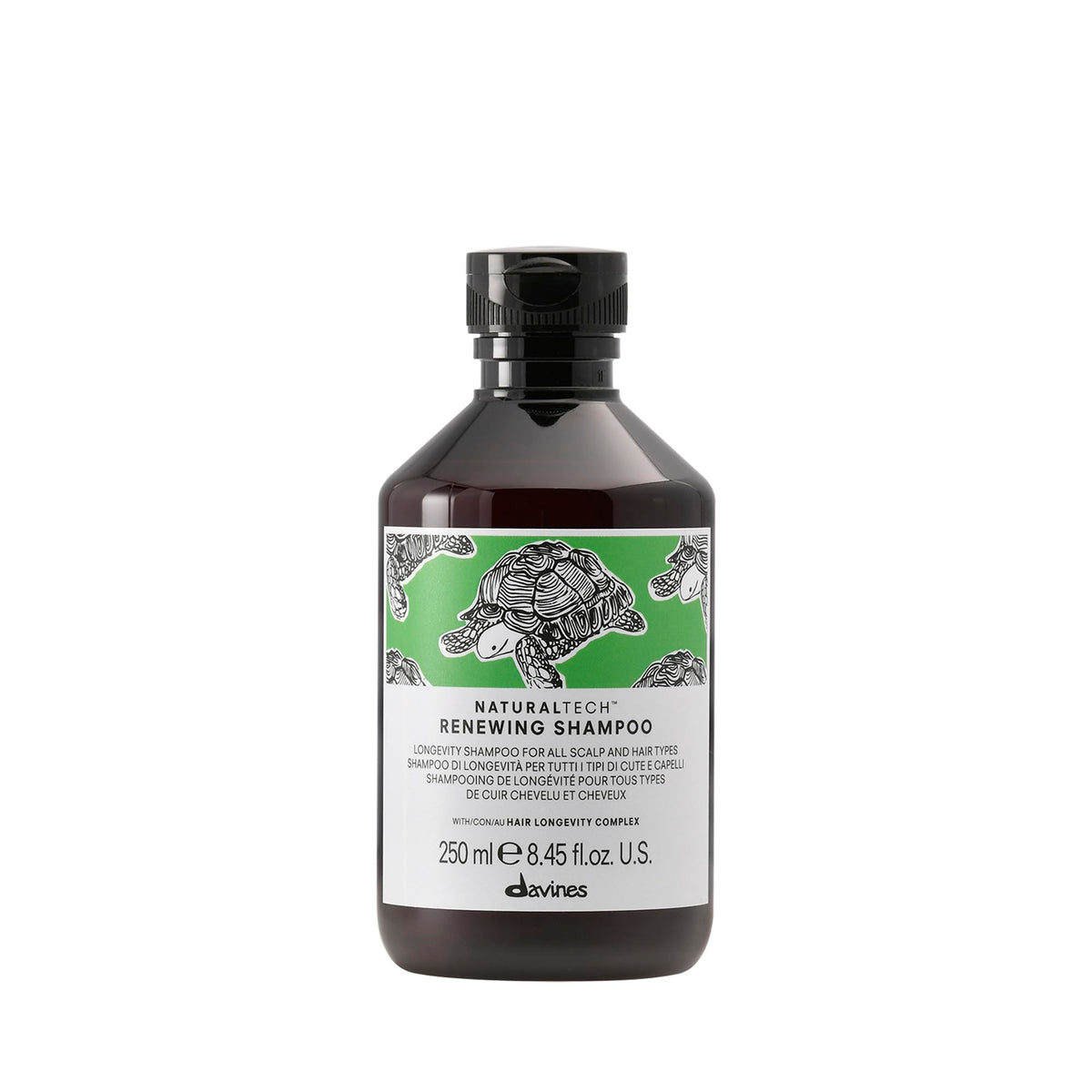 Davines renewing shampoo front bottle shows sleek packaging and brand trust