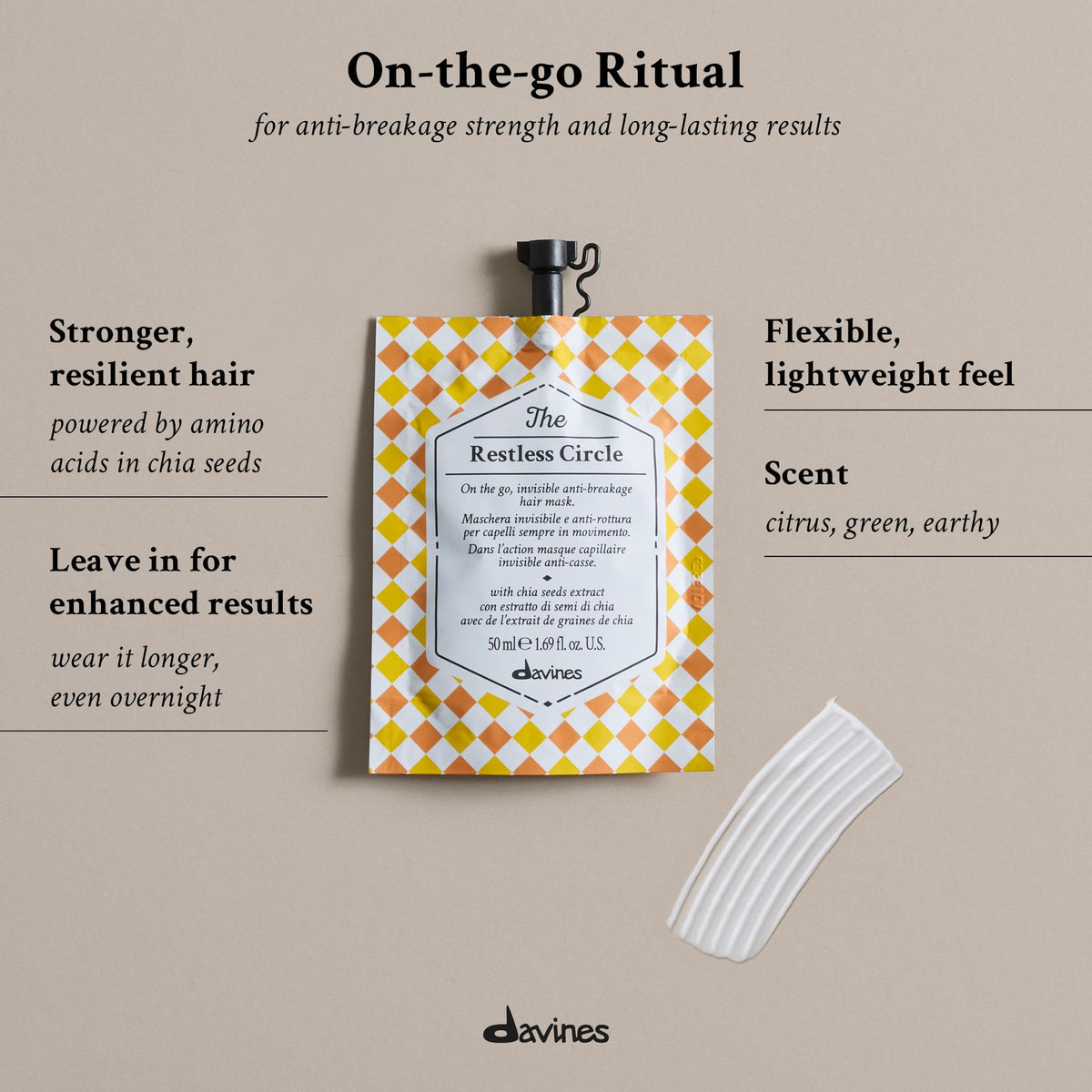 Davines open cap showing near-invisible cream texture for quick application