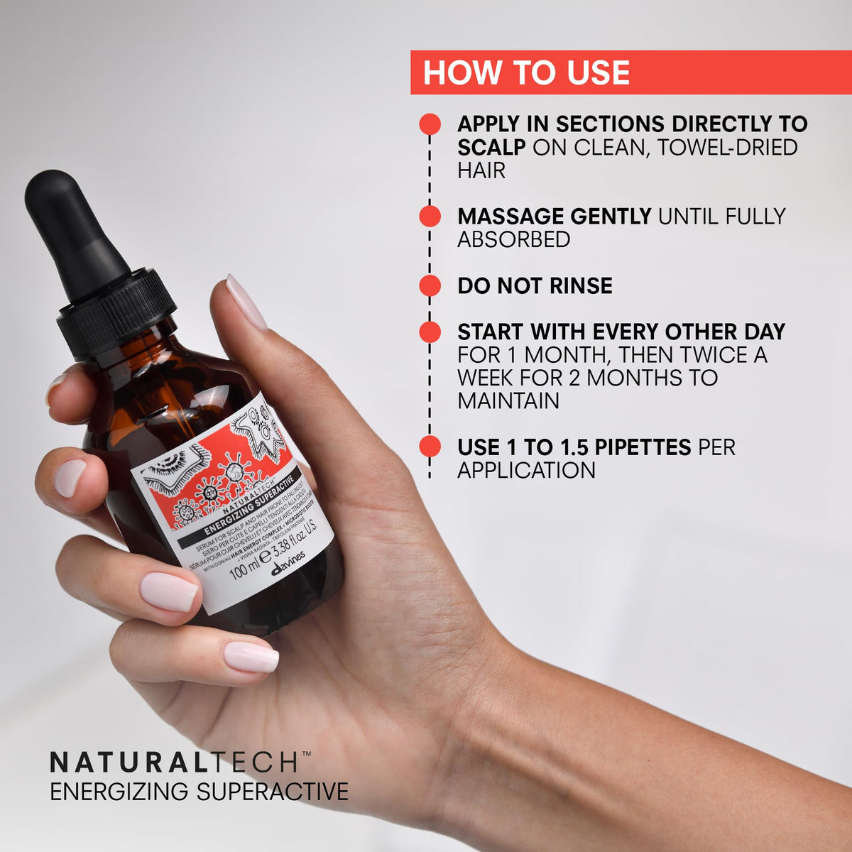 davines application on scalp demonstrates easy targeted stimulating benefit