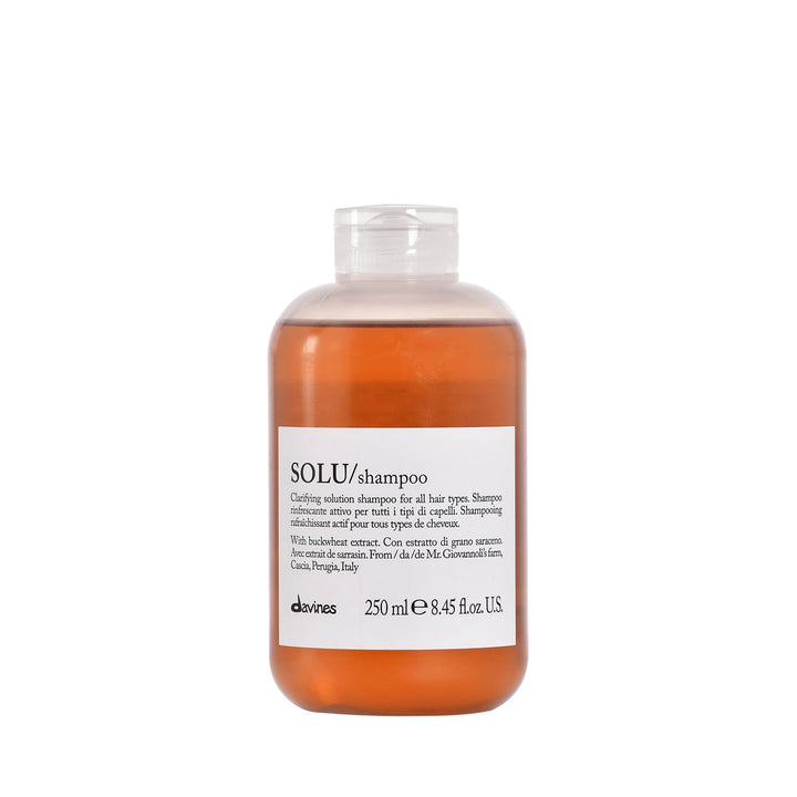 Davines SOLU front bottle showing packaging and size for easy identification