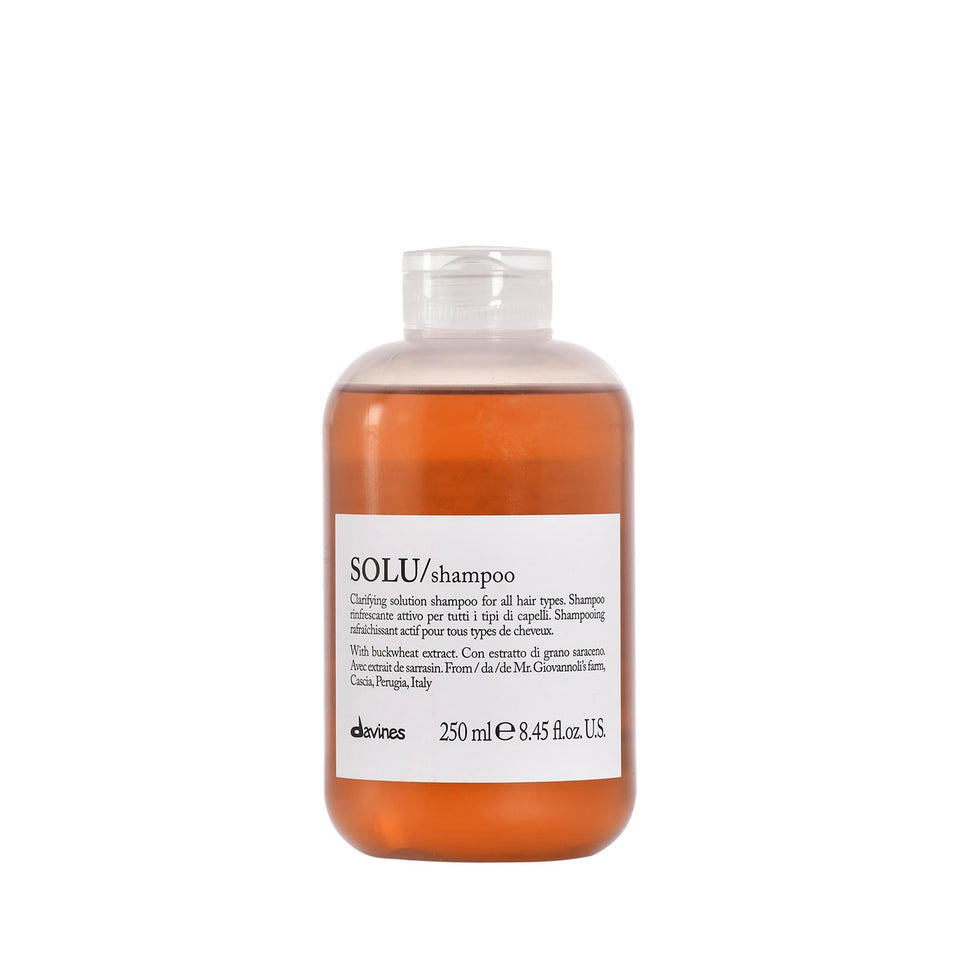 Davines SOLU front bottle showing packaging and size for easy identification